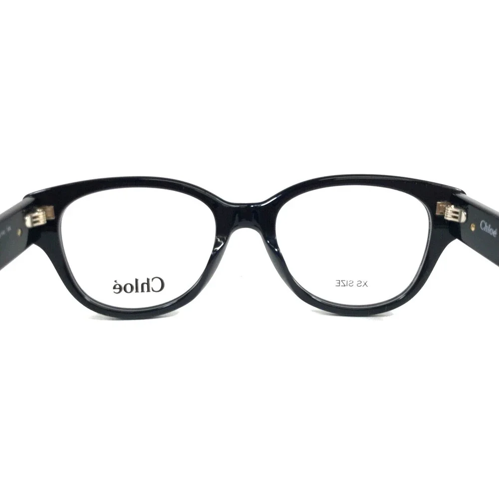 Chloe XS Eyeglasses Frame CH0124O 001 Polished Black Gold Cat Eye 49-18-140